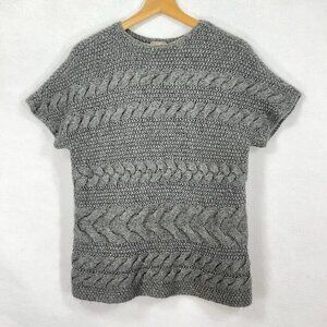 J. Jill Cable Knit Crewneck Sweater Back To School Academia Preppy Cozy Gray L